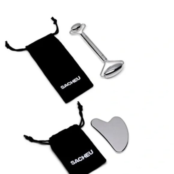 Sacheu Stainless Steel Face Roller and Gua Sha Bundle - - Picture 3 of 6